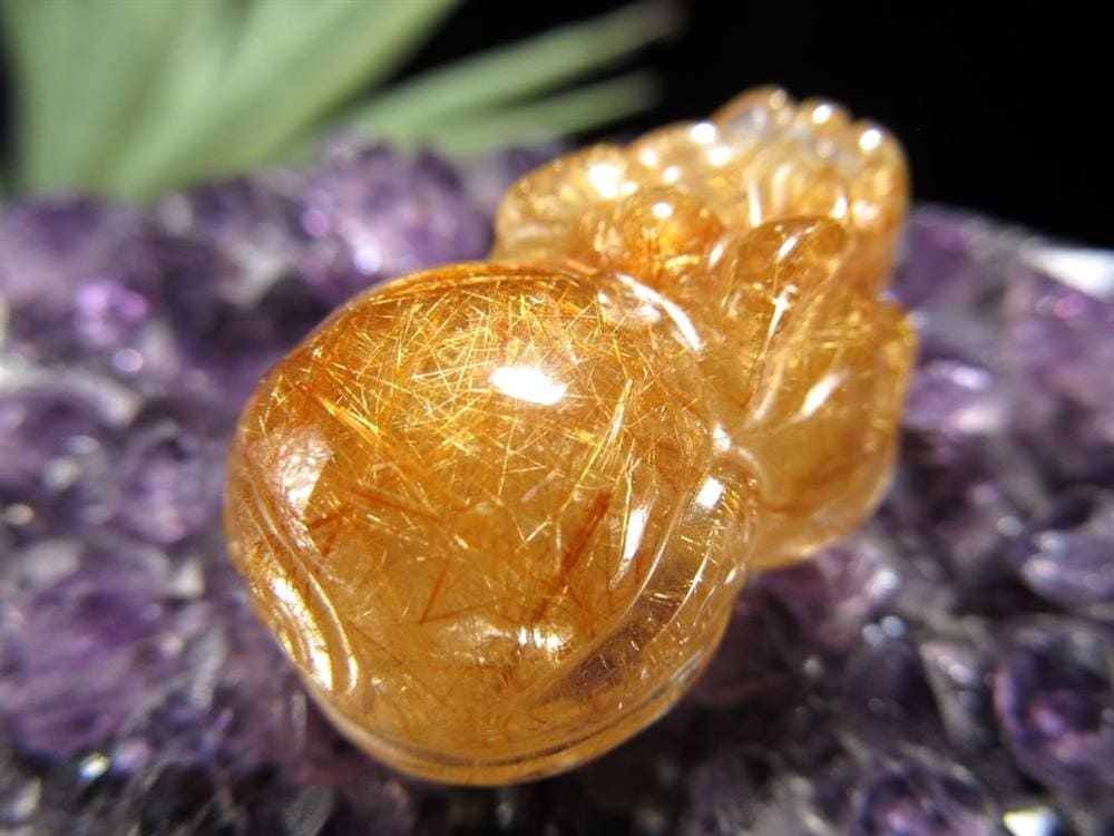 ヒキュウ 貔貅 タンブル ルチルクォーツ 御守り石