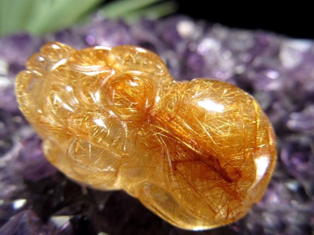 ヒキュウ 貔貅 タンブル ルチルクォーツ 御守り石