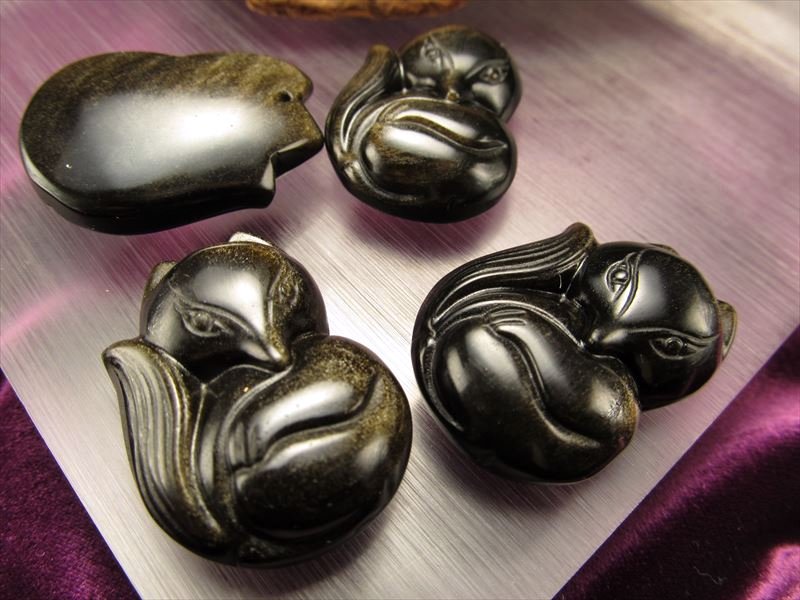 オブシディアン 黒曜石 プレート タンブル お守り