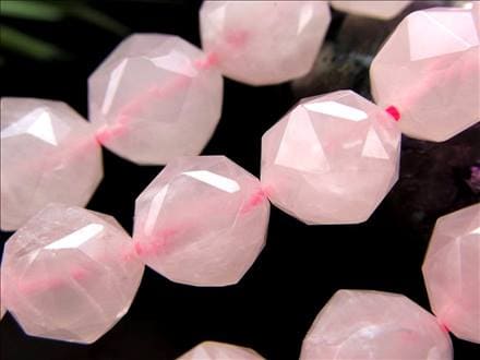 ローズクォーツ 紅水晶 紅石英 スターカット ビーズ連 連材