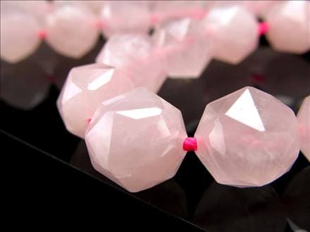 ローズクォーツ 紅水晶 紅石英 スターカット ビーズ連 連材