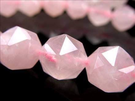 ローズクォーツ 紅水晶 紅石英 スターカット ビーズ連 連材
