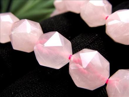 ローズクォーツ 紅水晶 紅石英 スターカット ビーズ連 連材