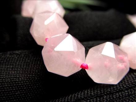 ローズクォーツ 紅水晶 紅石英 スターカット ビーズ連 連材