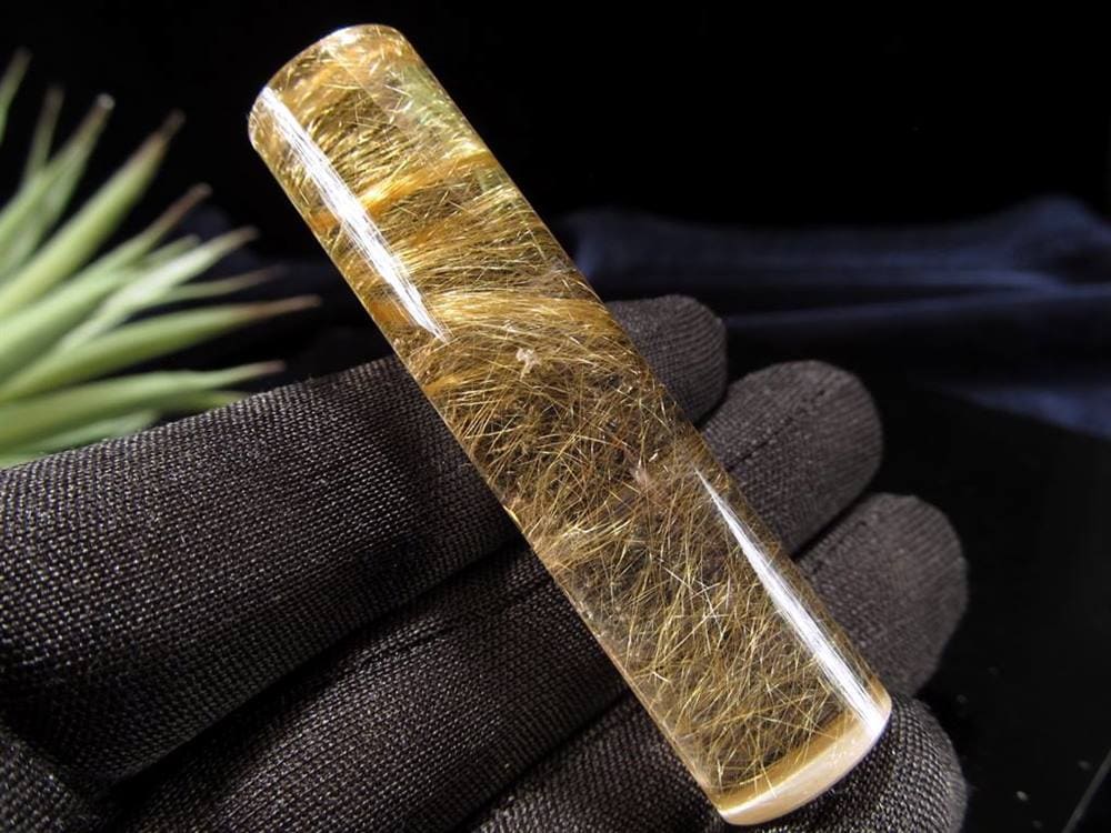 ゴールドルチルクォーツ 認印 銀行印 実印 印材