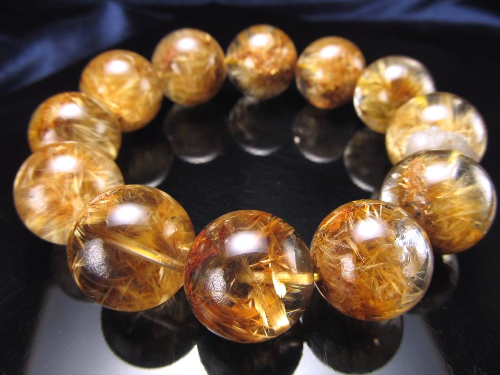 貴重 アンティーク 古代ビーズ×ルチル×水晶 蜻蛉玉 開運 ブレスレット