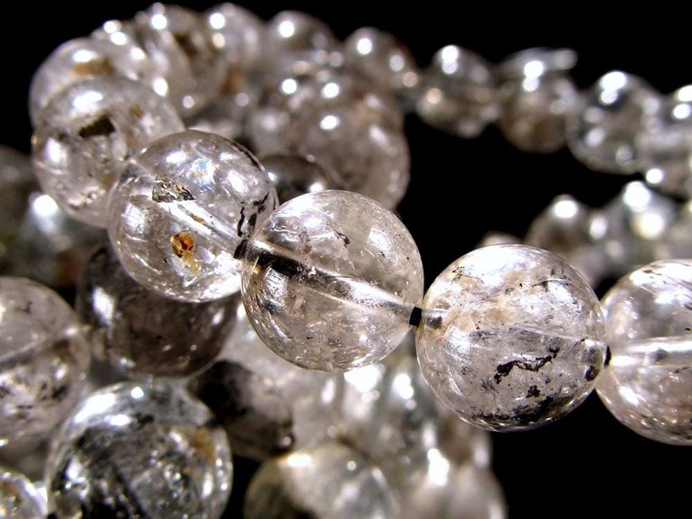 エレスチャルクォーツ 骸骨水晶 ブレスレット 水晶の最終形態 グラファイト