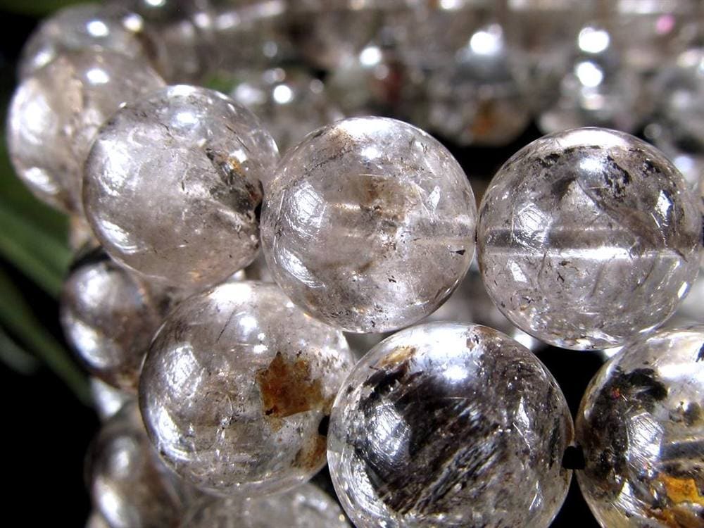 エレスチャルクォーツ 骸骨水晶 ブレスレット 水晶の最終形態 グラファイト