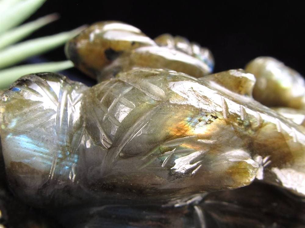 ラブラドライト ガネーシャ 彫り 置物