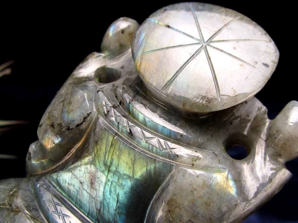 ラブラドライト ガネーシャ 彫り 置物