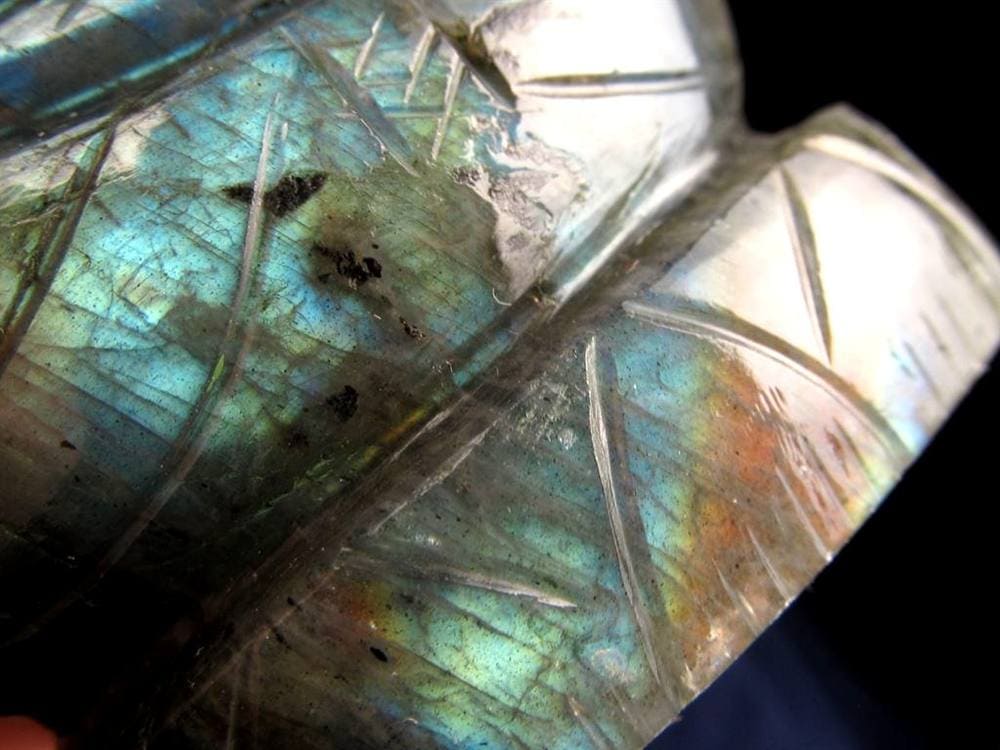 ラブラドライト ガネーシャ 彫り 置物