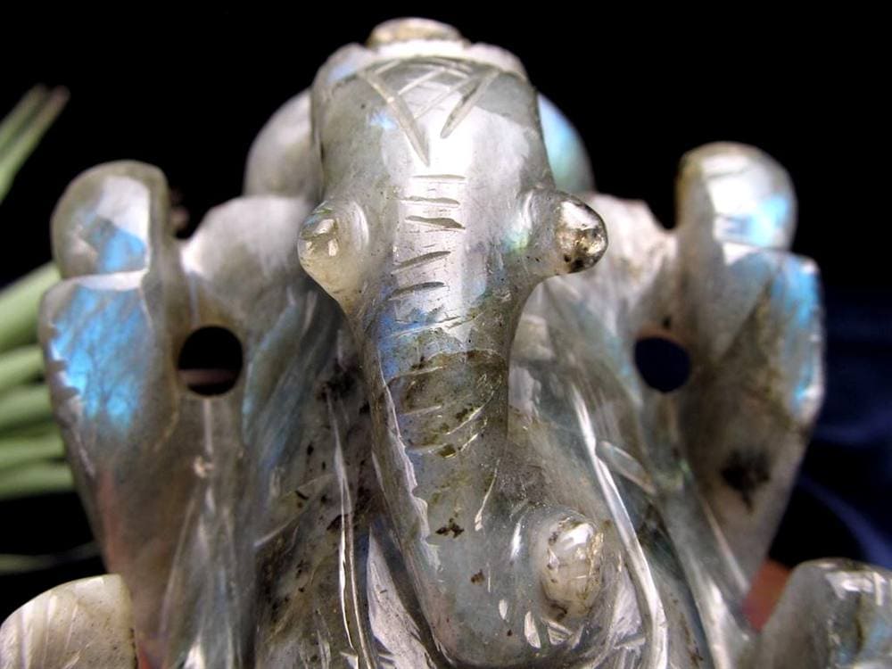 ラブラドライト ガネーシャ 彫り 置物