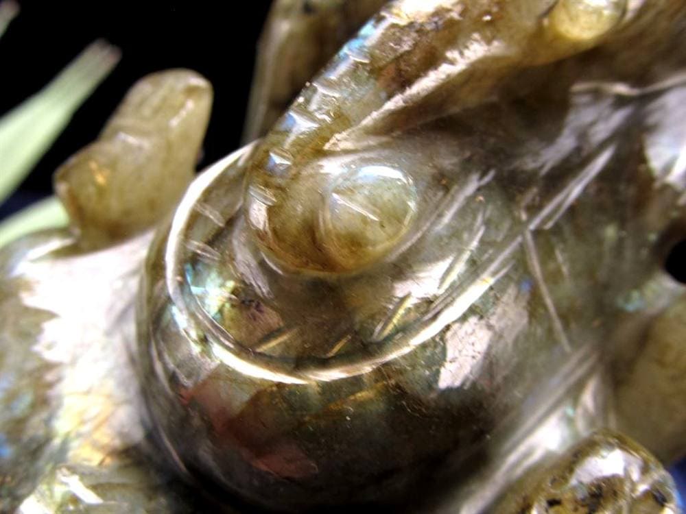 ラブラドライト ガネーシャ 彫り 置物