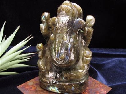 ラブラドライト ガネーシャ 彫り 置物