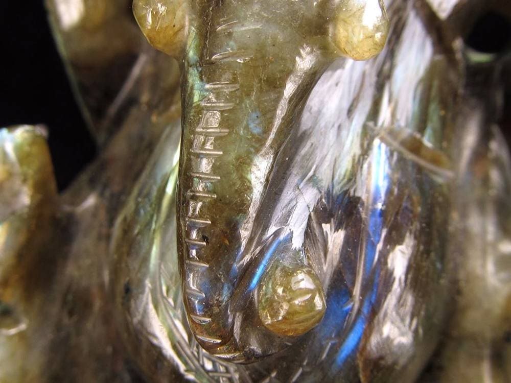 ラブラドライト ガネーシャ 彫り 置物