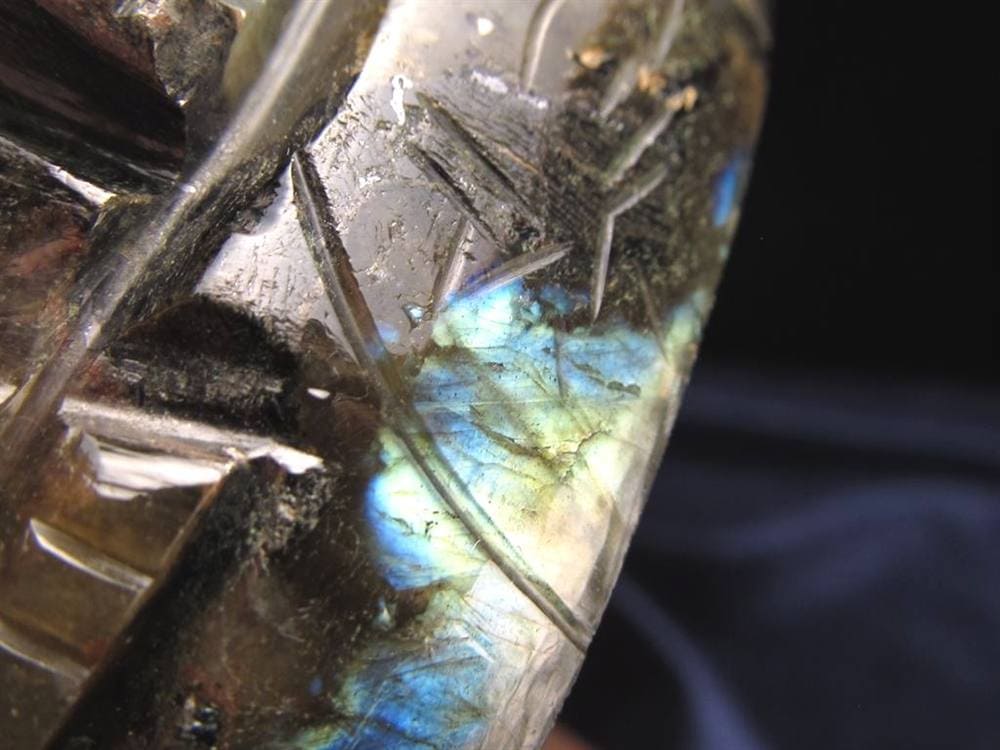 ラブラドライト ガネーシャ 彫り 置物