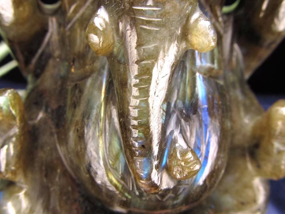 ラブラドライト ガネーシャ 彫り 置物