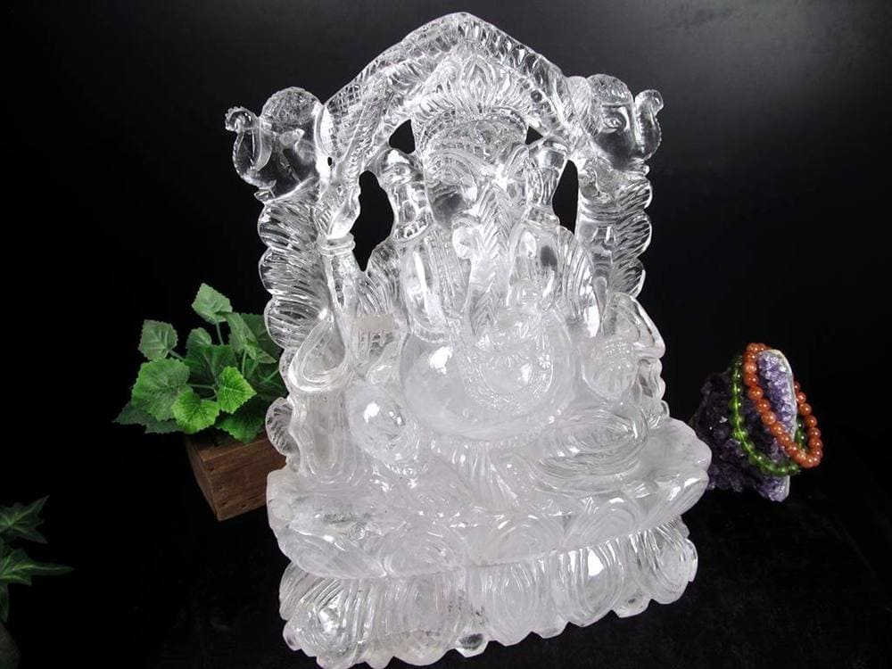 ガネーシャ 夢を叶える象 マニカラン水晶 ヒマラヤ水晶 天然石ガネーシャ