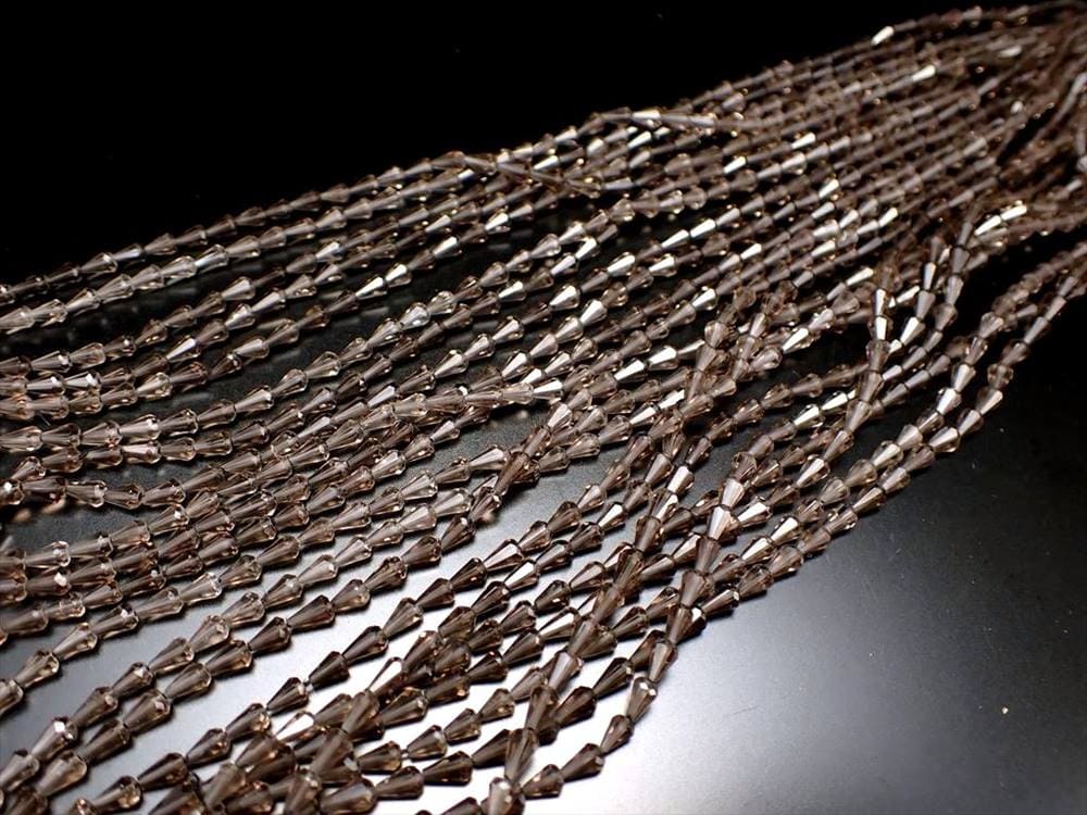 スモーキークォーツ 煙水晶 ドロップカット ネックレスパーツ ブレスパーツ