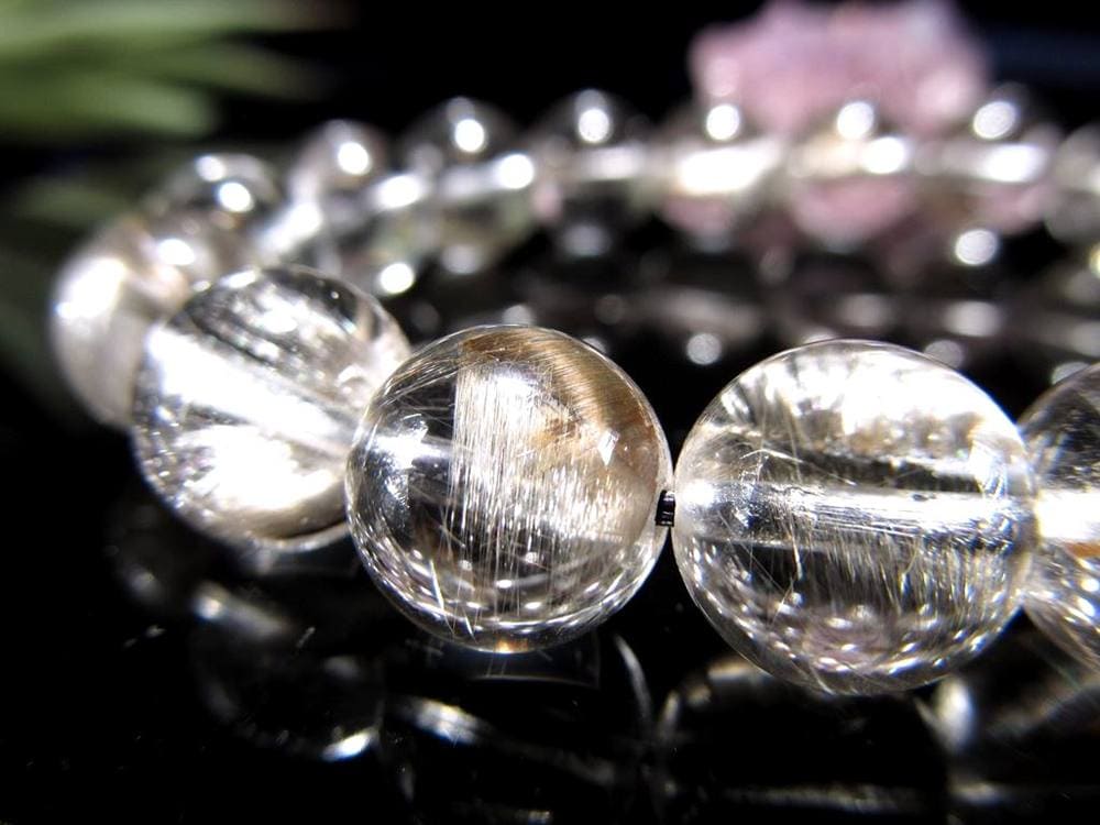 レッドプラチナルチルクォーツ ブレスレット プラチナルチル ルチルレイテッドクォーツ ブルッカイト