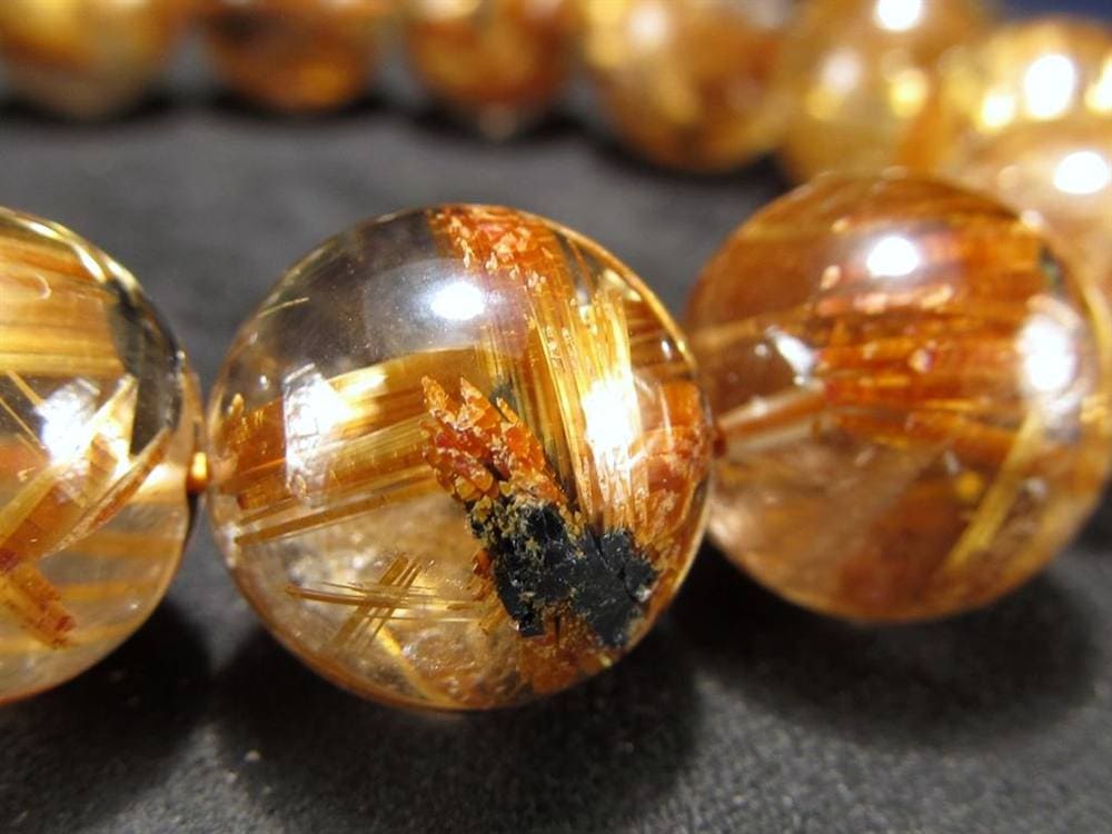 アンティークゴールドルチルクォーツ タイガールチルクォーツ ブレスレット ブラジル産