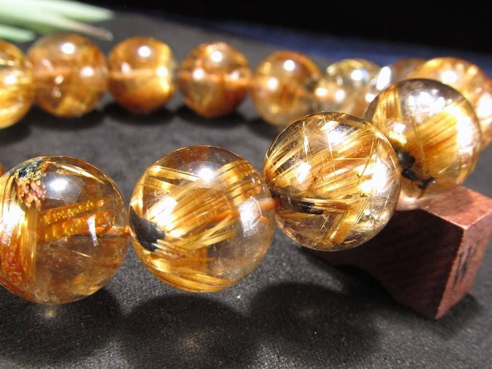 アンティークゴールドルチルクォーツ タイガールチルクォーツ ブレスレット ブラジル産