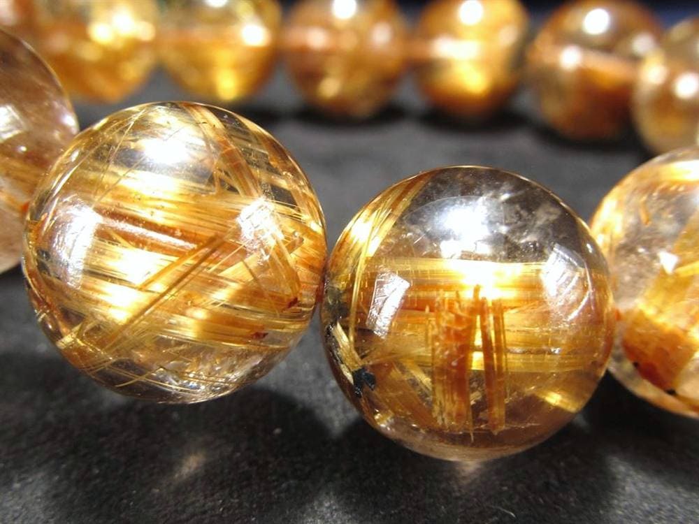 アンティークゴールドルチルクォーツ タイガールチルクォーツ ブレスレット ブラジル産