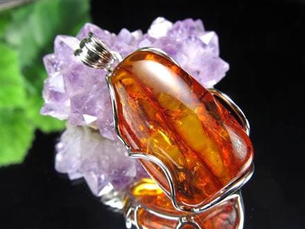天然琥珀 アンバー ペンダント Silver925 バルト海産