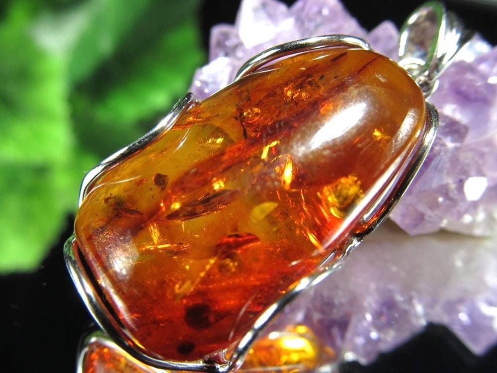 天然琥珀 アンバー ペンダント Silver925 バルト海産