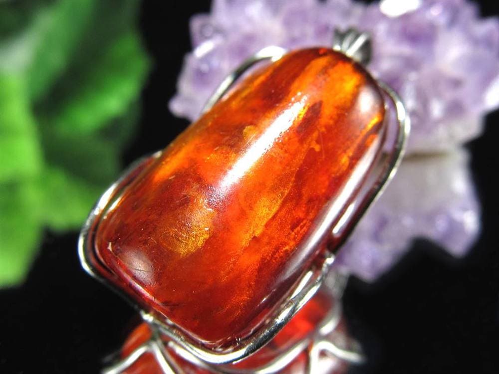 天然琥珀 アンバー ペンダント Silver925 バルト海産