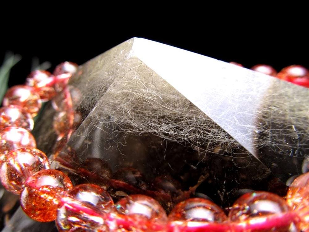 サゲニティッククォーツ ポイント 六角柱 ブラックルチル 浄化