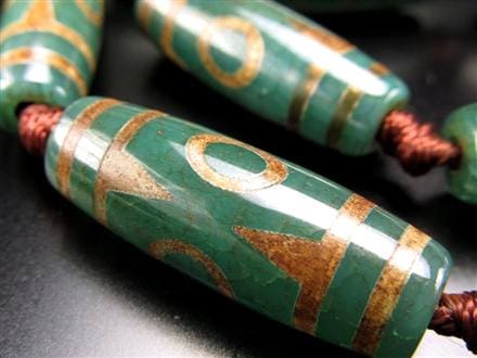 緑龍紋天珠 天珠 瑪瑙 チベット 厄除け 天珠型 ビーズ連 連材