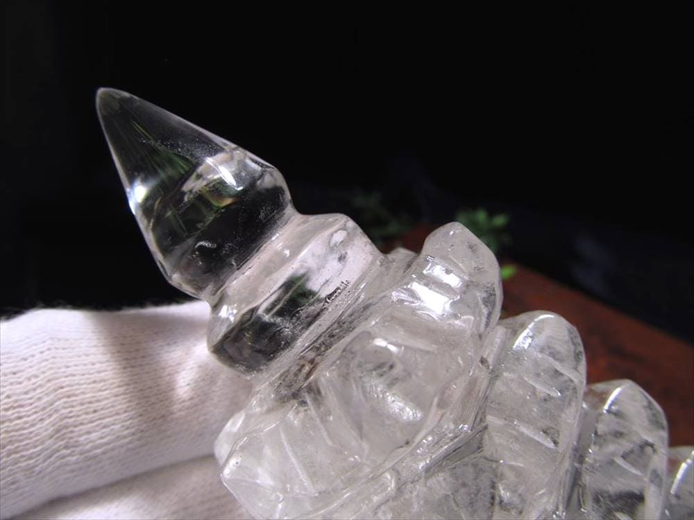 水晶 置物 彫刻 文昌塔 透明