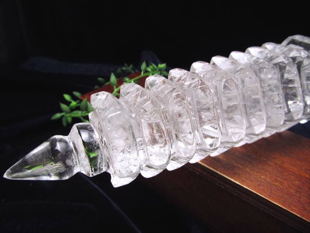 水晶 置物 彫刻 文昌塔 透明