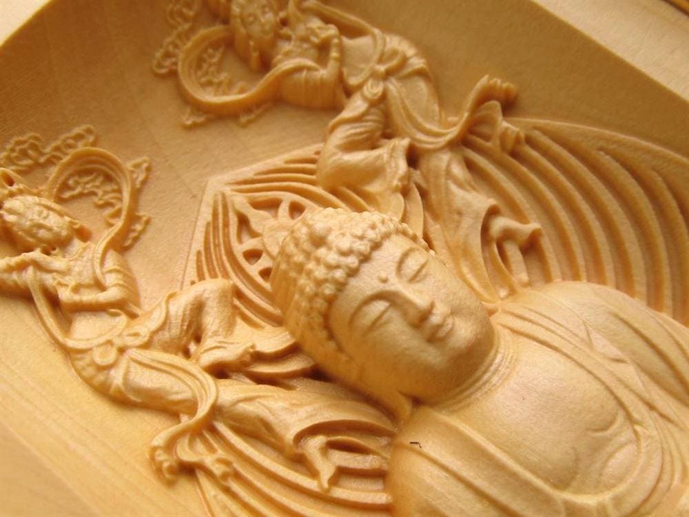 観音 置物 天然木 彫刻 仏教