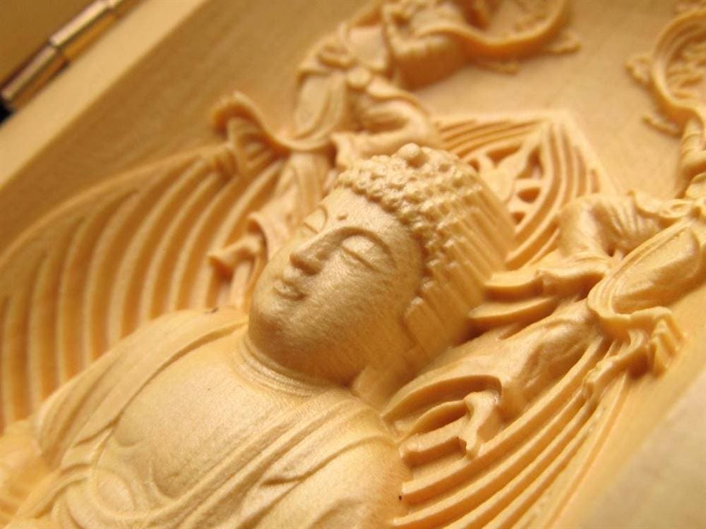 観音 置物 天然木 彫刻 仏教
