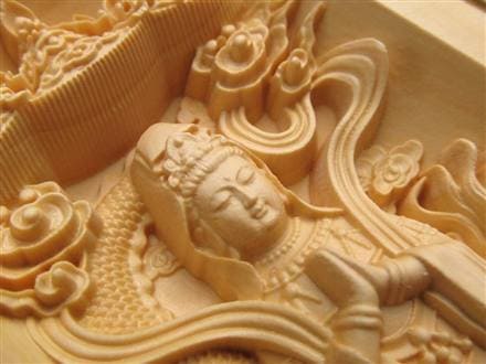 観音 置物 天然木 彫刻 仏教