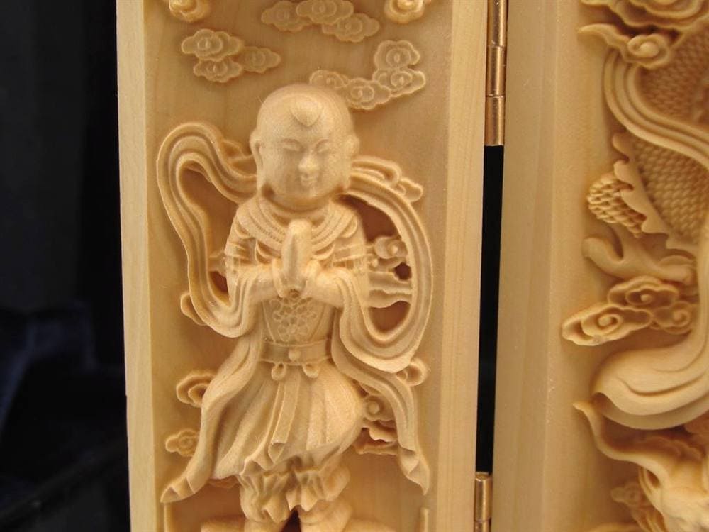 観音 置物 天然木 彫刻 仏教