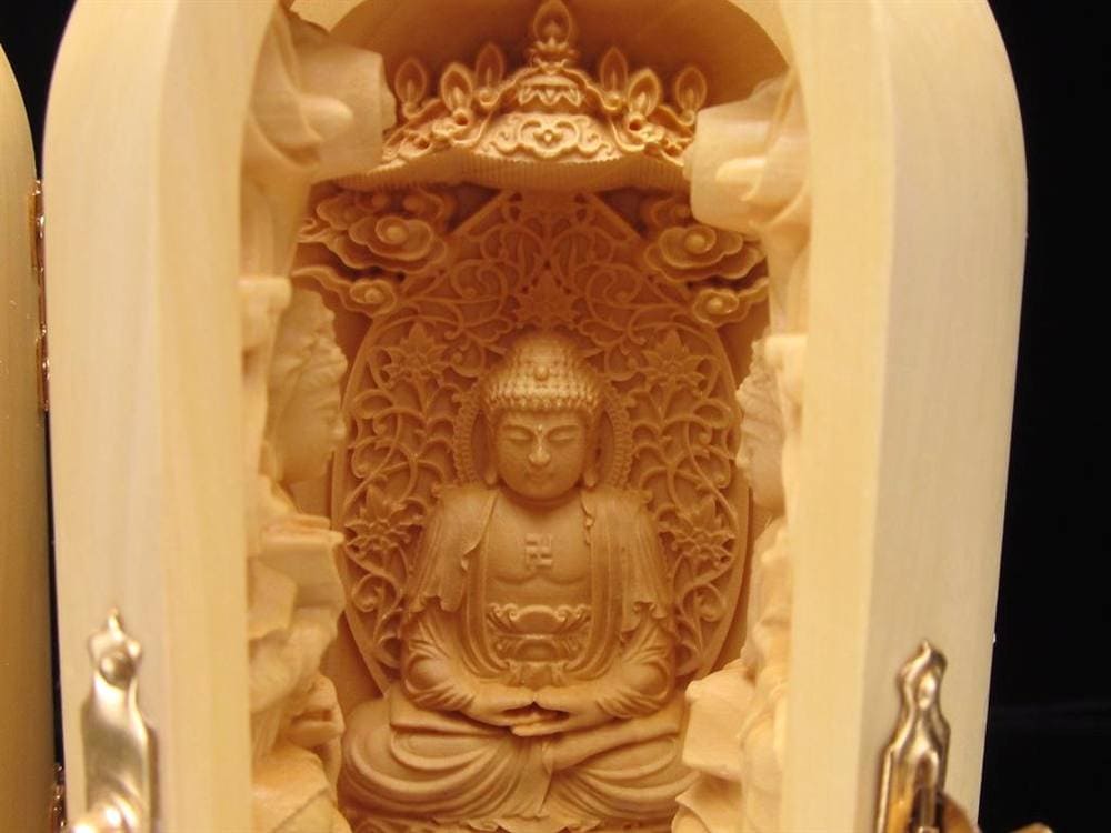 観音 置物 天然木 彫刻 仏教
