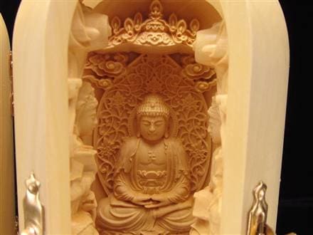 観音 置物 天然木 彫刻 仏教