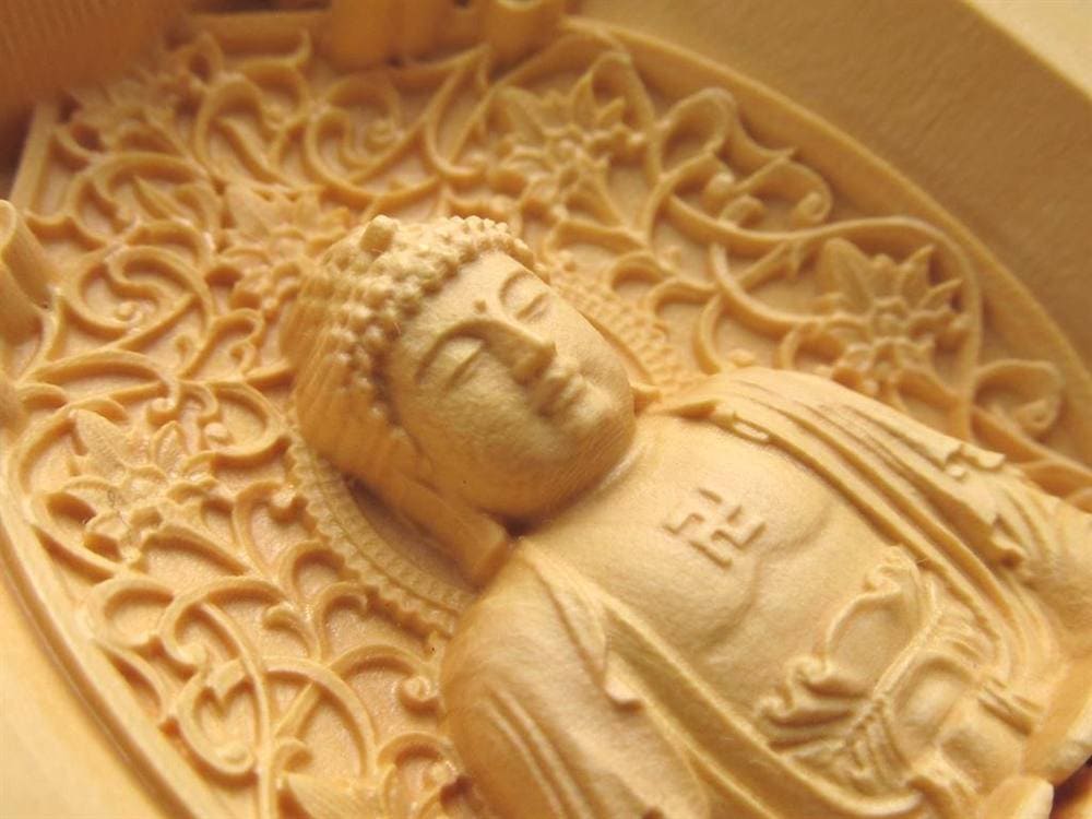 観音 置物 天然木 彫刻 仏教
