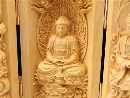観音 置物 天然木 彫刻 仏教