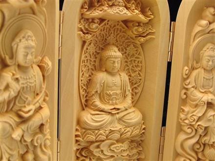 観音 置物 天然木 彫刻 仏教