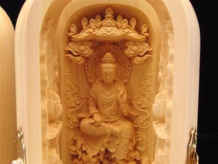 観音 置物 天然木 彫刻 仏教