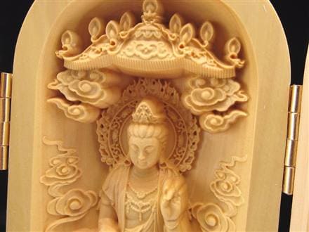 観音 置物 天然木 彫刻 仏教
