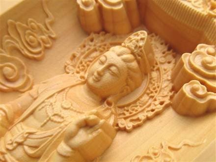 観音 置物 天然木 彫刻 仏教