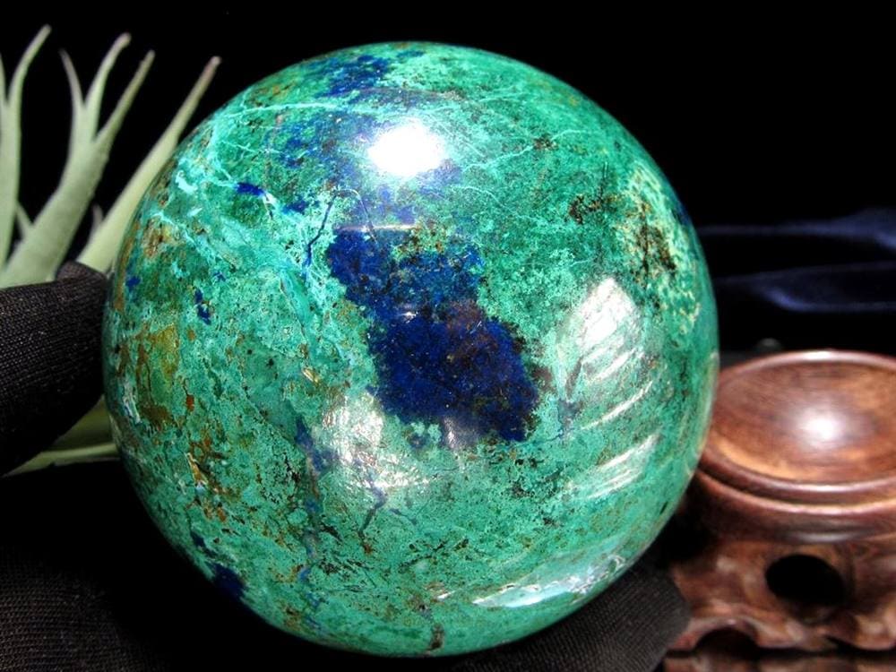 アズライト マラカイト アズロマラカイト 藍銅鉱 孔雀石 丸玉 置物 スフィア