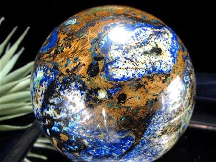 アズライト マラカイト アズロマラカイト 藍銅鉱 孔雀石 丸玉 置物 スフィア