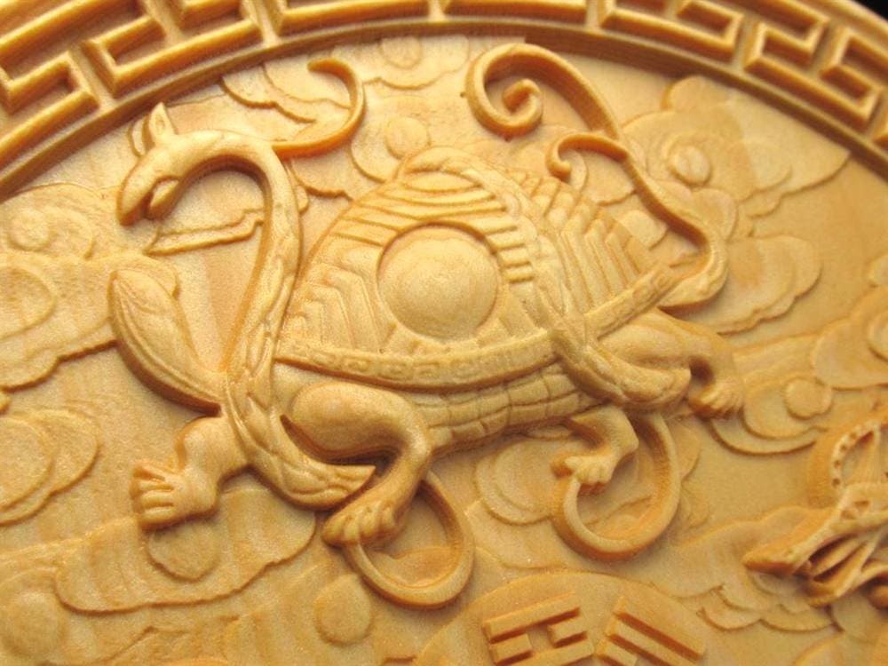 柘植製 四神 太極八卦 ラウンドプレート 開運