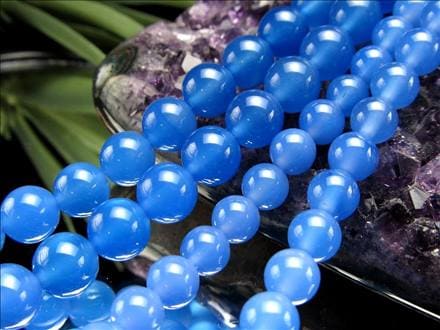 ブルーアゲート 青瑪瑙 アゲート ビーズ連 連材